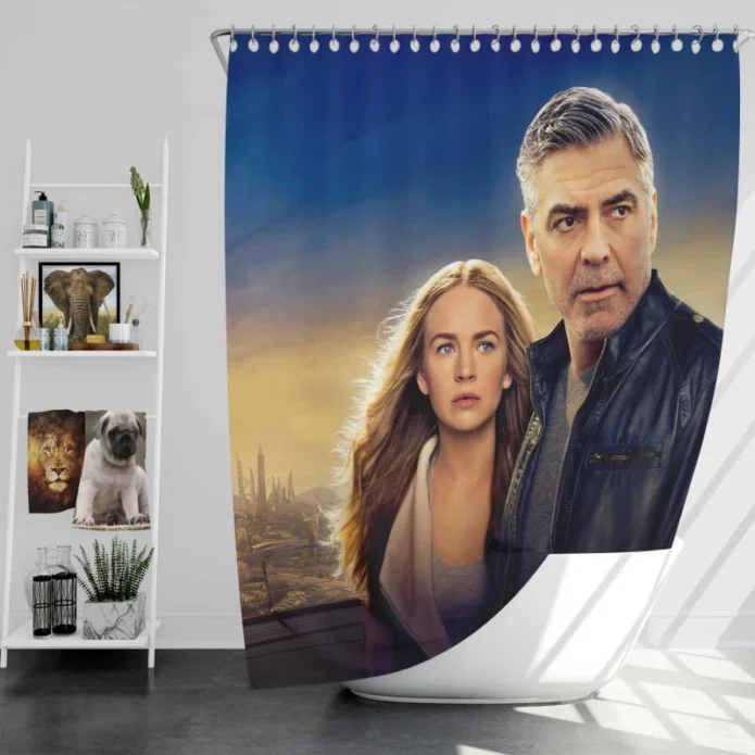 Tomorrowland Movie George Clooney Brittany Robertson Bath Shower Curtain