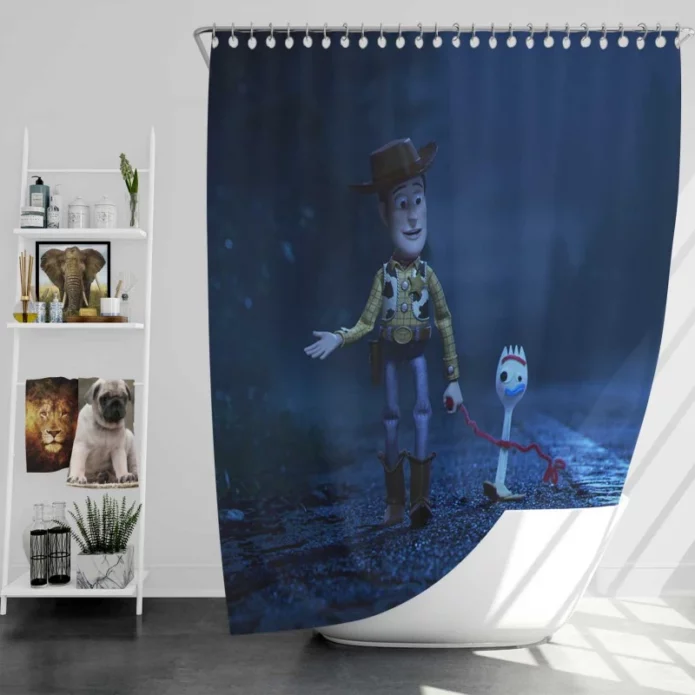 Toy Story 4 Movie Forky Woody Bath Shower Curtain