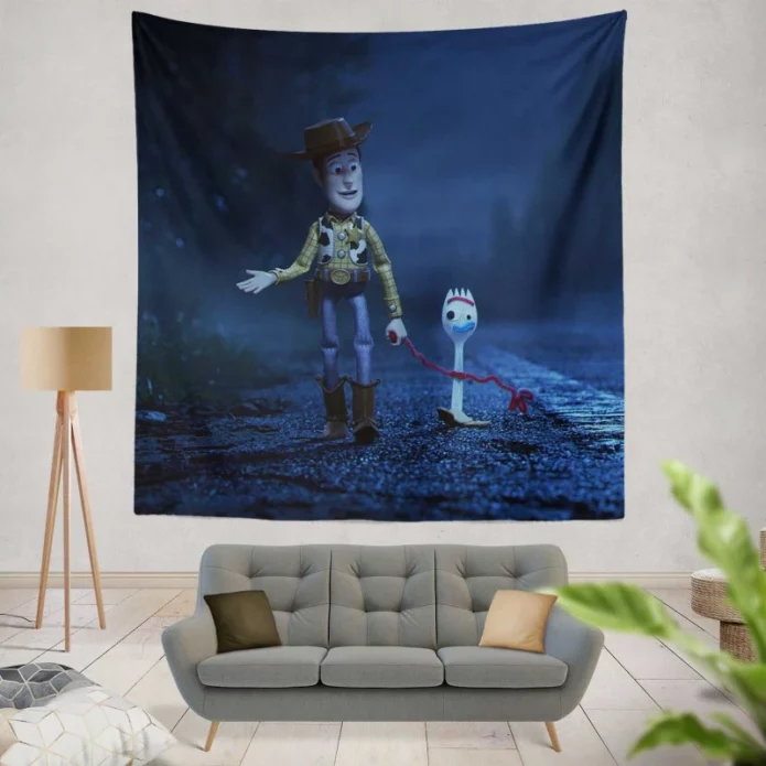 Toy Story 4 Movie Forky Woody Wall Hanging Tapestry