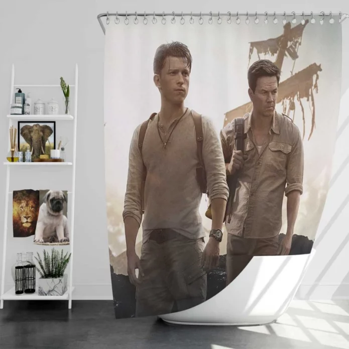 Uncharted Movie Tom Holland Nathan Drake Bath Shower Curtain