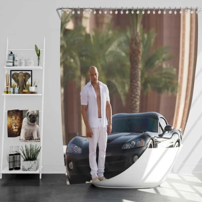 Vin Diesel in Furious 7 Movie Bath Shower Curtain