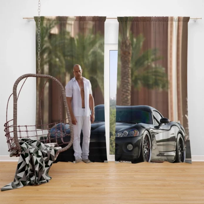 Vin Diesel in Furious 7 Movie Window Curtain