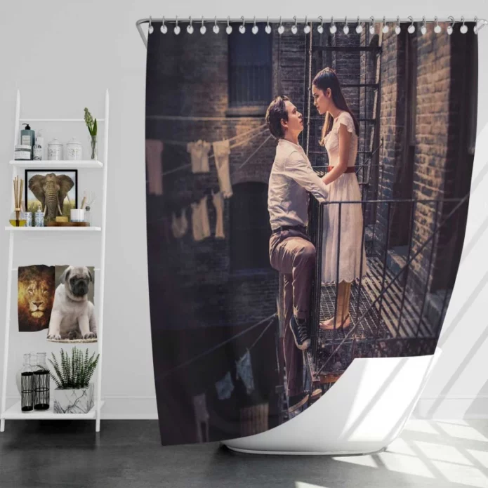 West Side Story Movie Ansel Elgort Rachel Zegler Bath Shower Curtain