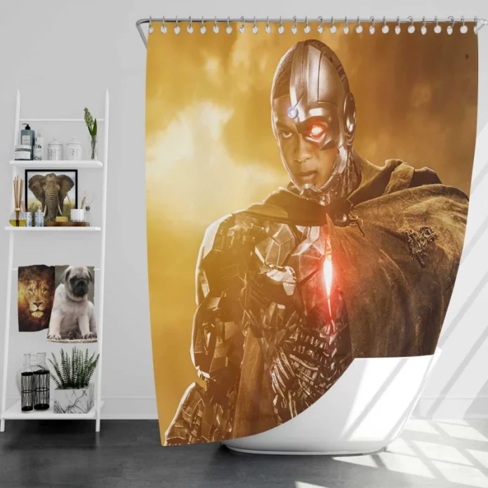 Zack Snyders Justice League Movie Cyborg Bath Shower Curtain