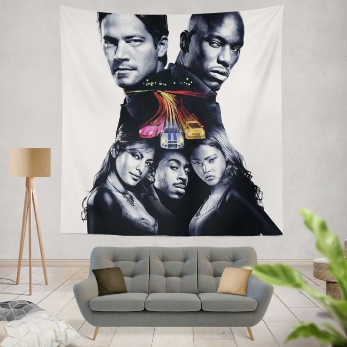 2 Fast 2 Furious Paul Walker Movie Wall Hanging Tapestry