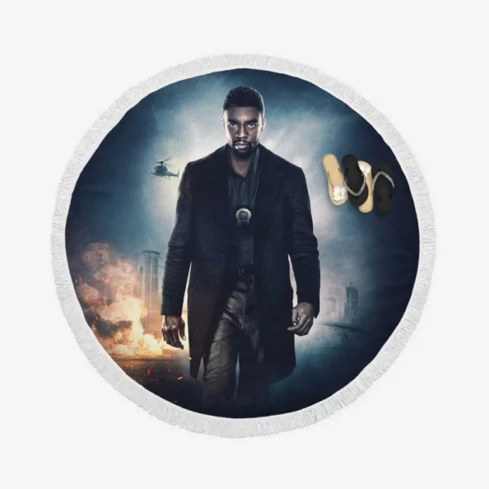 21 Bridges Movie Chadwick Boseman Round Beach Towel