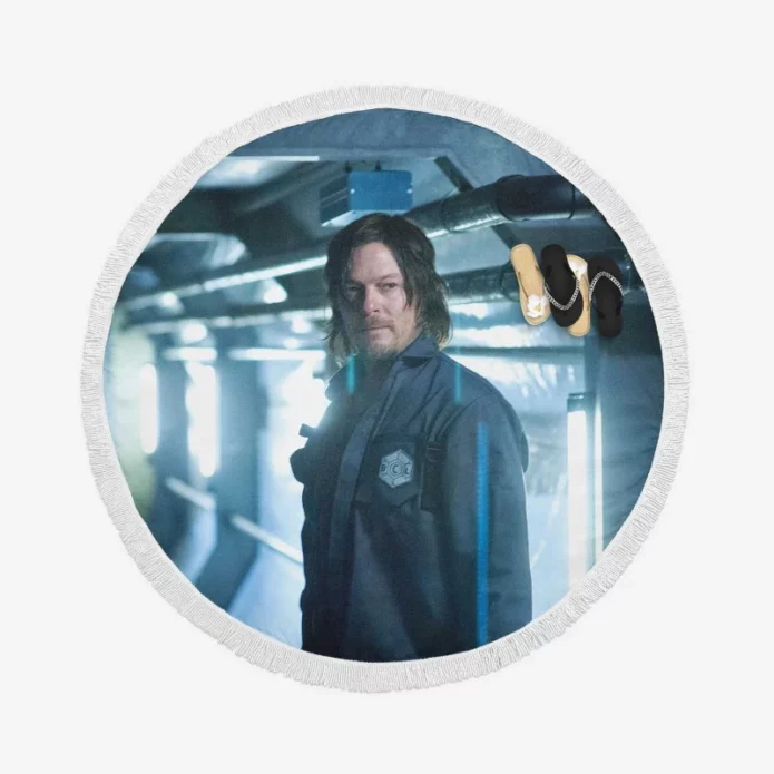 Air Movie Norman Reedus Round Beach Towel