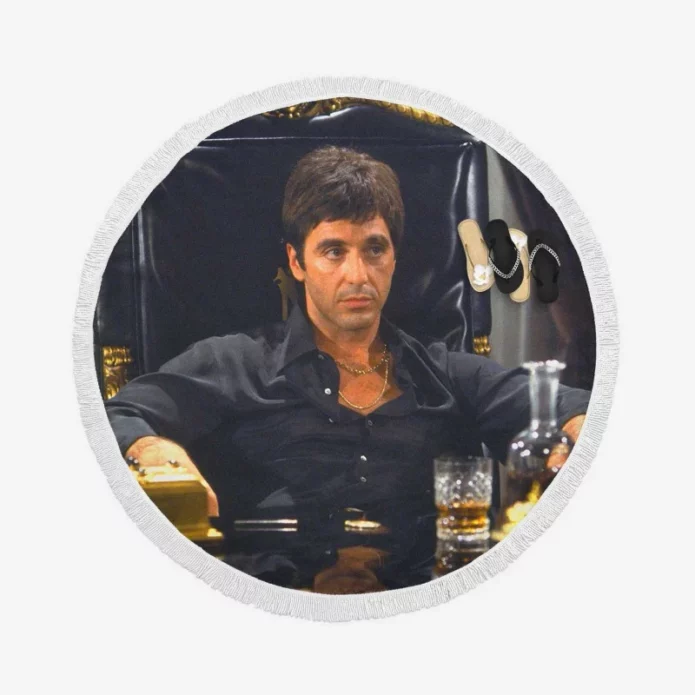 Al Pacino as Scarface Movie Round Beach Towel