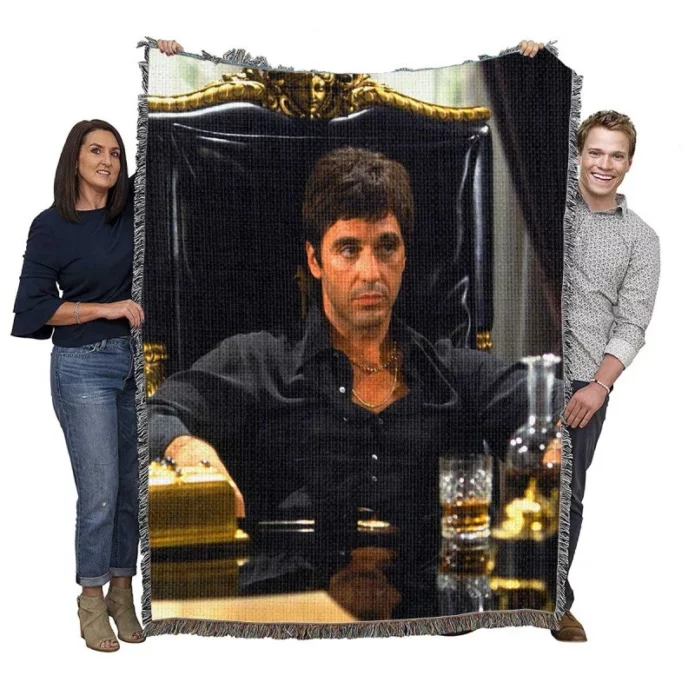 Al Pacino as Scarface Movie Woven Blanket
