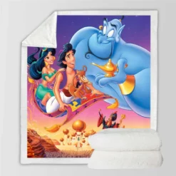 Aladdin Movie Disney Genie Princess Jasmine Sherpa Fleece Blanket