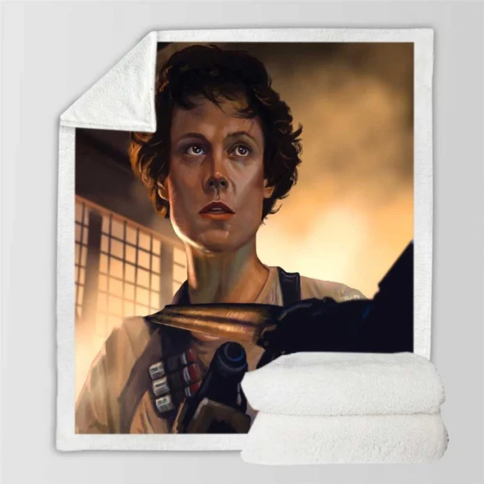 Aliens Movie Cas Ellen Ripley Sigourney Weaver Sherpa Fleece Blanket