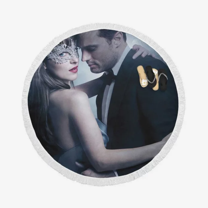 Anastasia and Christian Grey in Fifty Shades Darker Movie Round Beach Towel