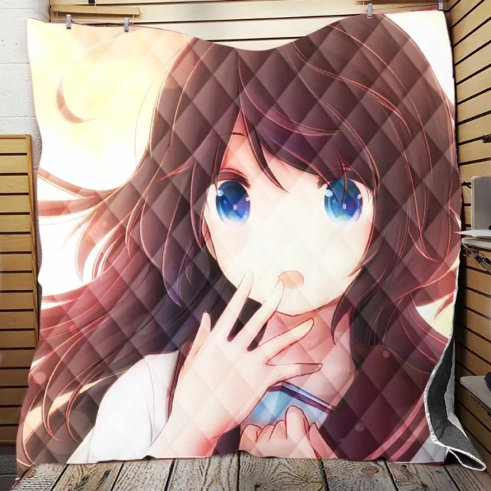 Anime Girl Blue Eyes Quilt Blanket