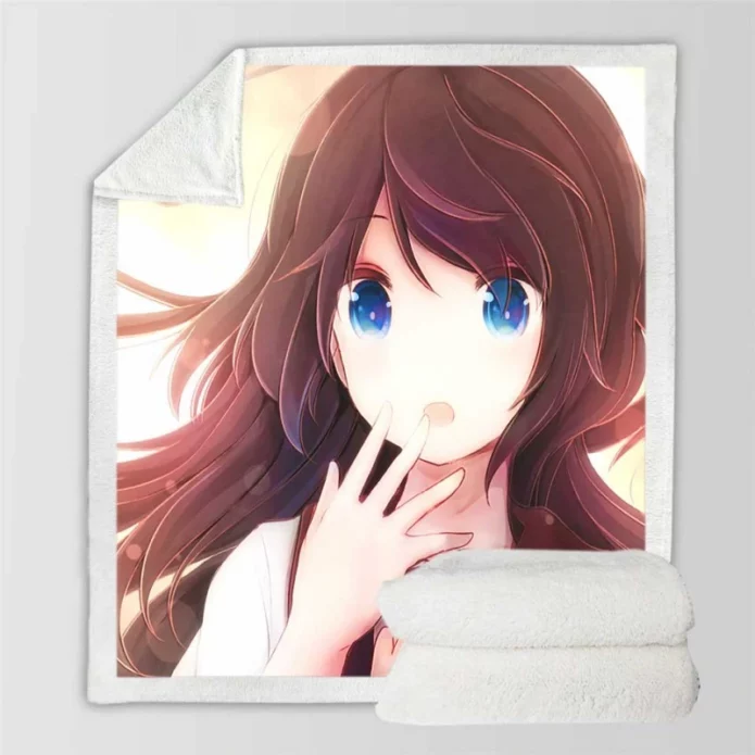 Anime Girl Blue Eyes Sherpa Fleece Blanket