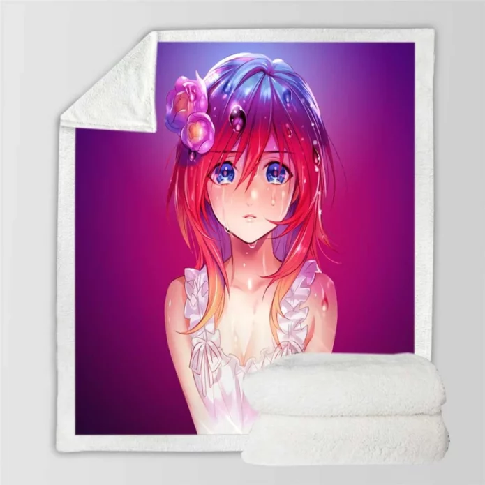 Anime Girl Feeling Desire Sherpa Fleece Blanket