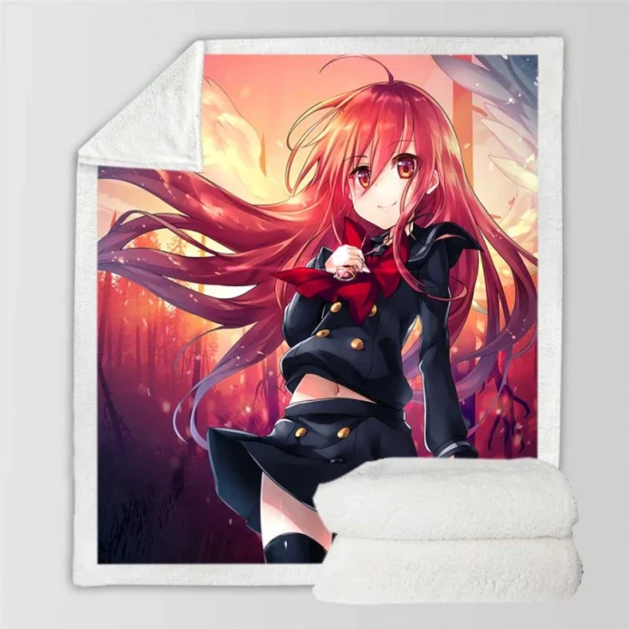 Anime Girl Fire Angel Sherpa Fleece Blanket