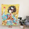 Anime Girl Fishes Japanese Fleece Blanket