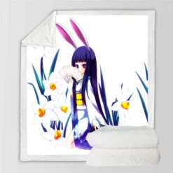 Anime Girl Violet Sherpa Fleece Blanket