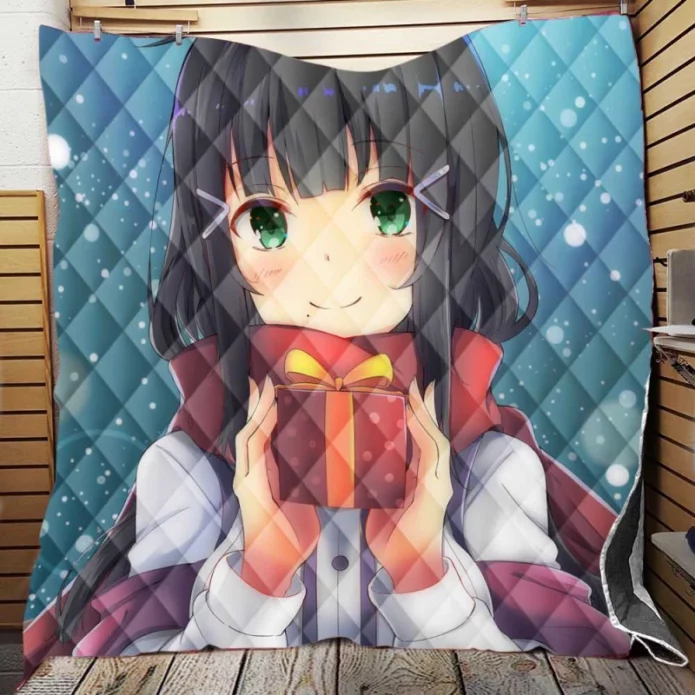 Anime Girl Winter Xmas Gift Quilt Blanket