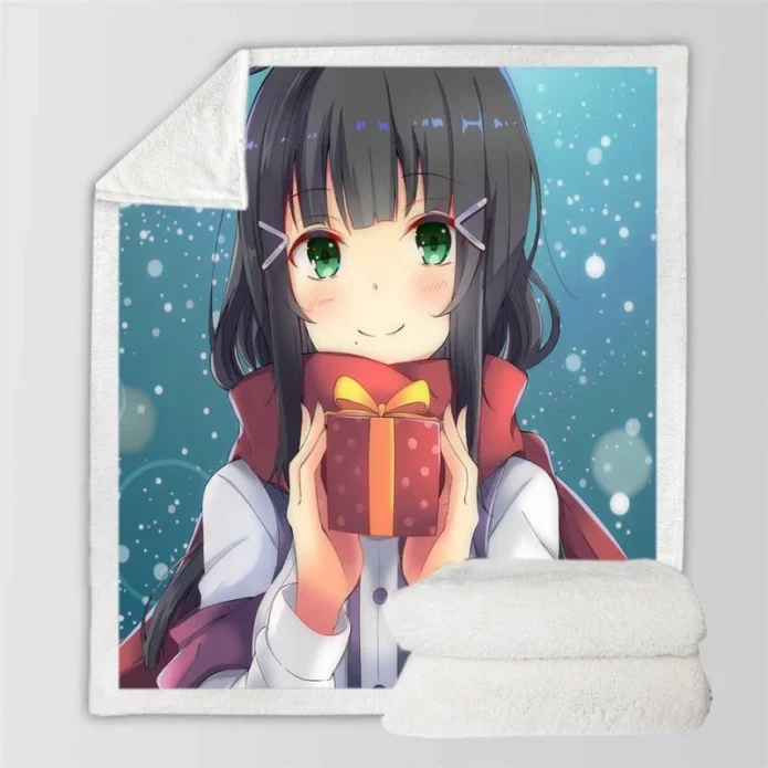 Anime Girl Winter Xmas Gift Sherpa Fleece Blanket