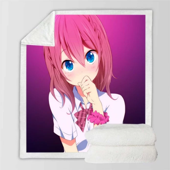 Anime Girl Yawning Teen Sherpa Fleece Blanket