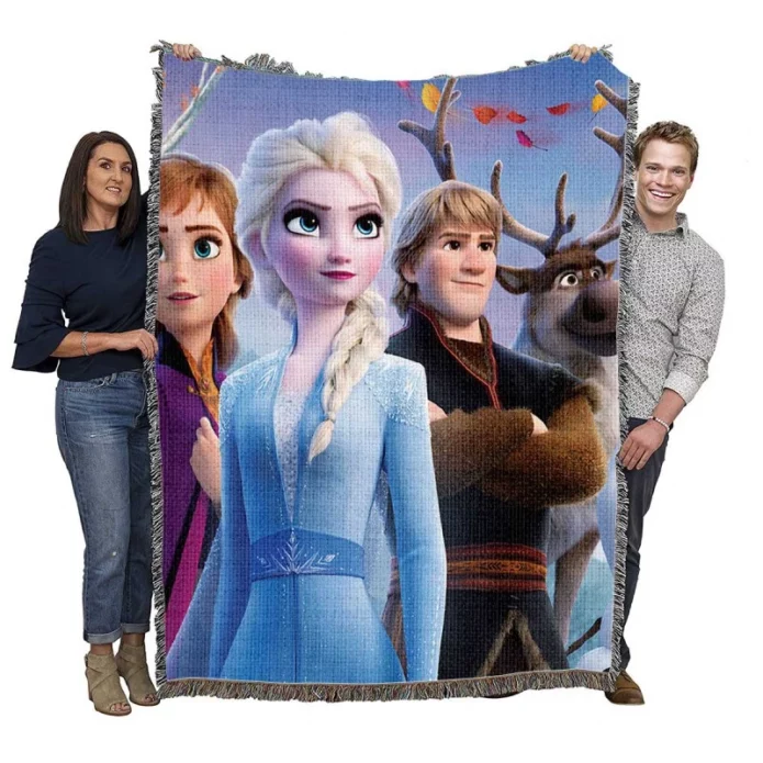 Anna Elsa Kristoff in Frozen 2 Disney Movie Woven Blanket