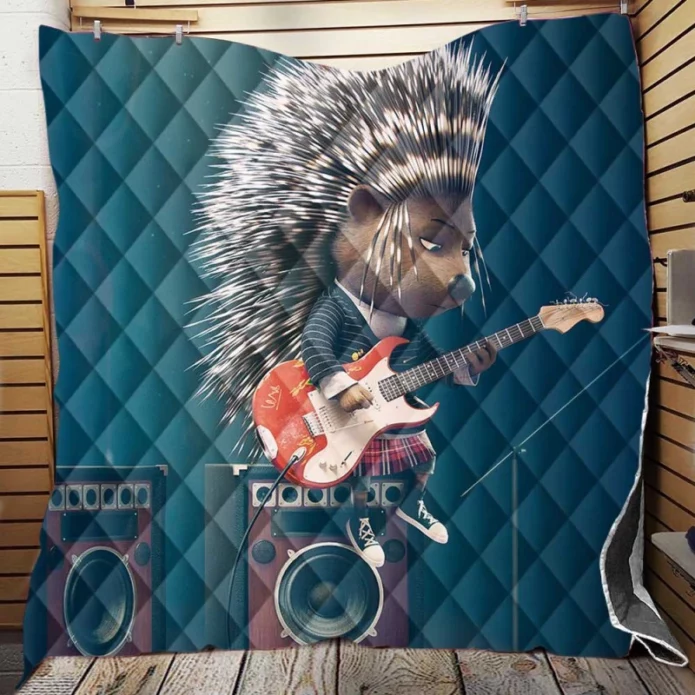 Ash from Sing Movie Playing the Guitar Quilt Blanket