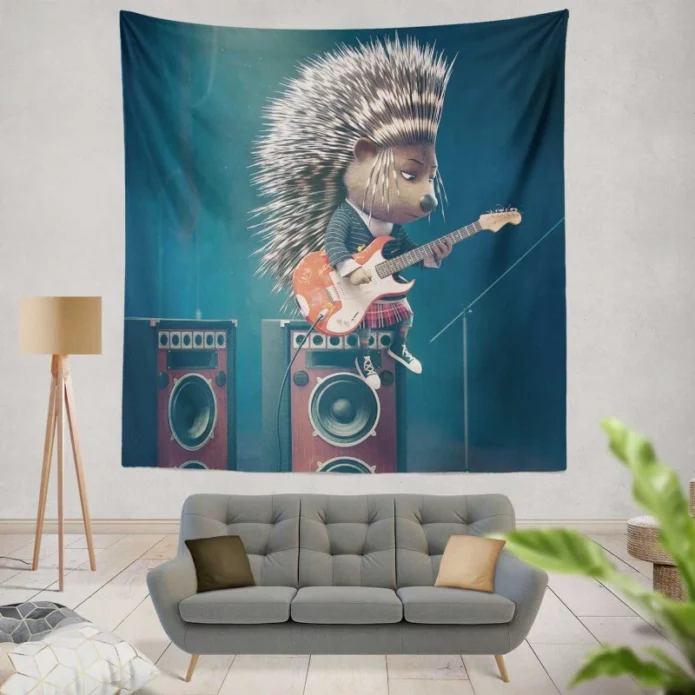 Ash from Sing Movie Playing the Guitar Wall Hanging Tapestry