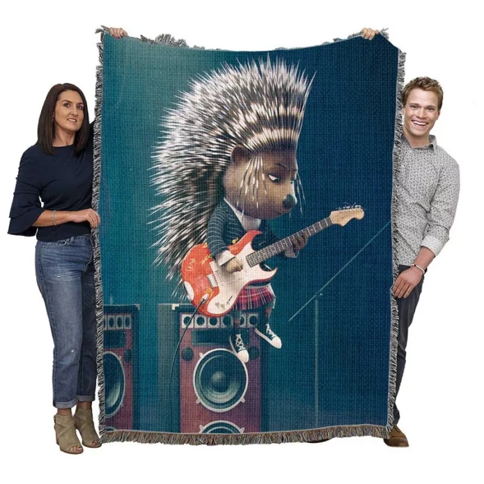 Ash from Sing Movie Playing the Guitar Woven Blanket
