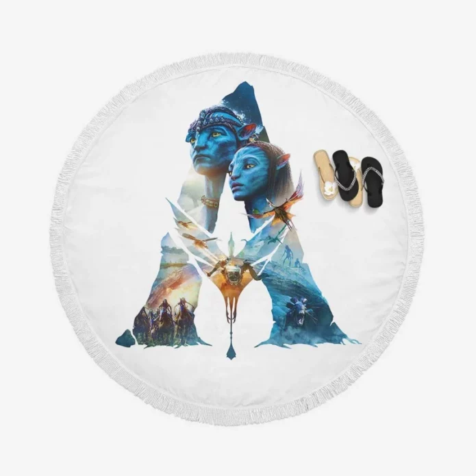 Avatar Movie Logo Round Beach Towel