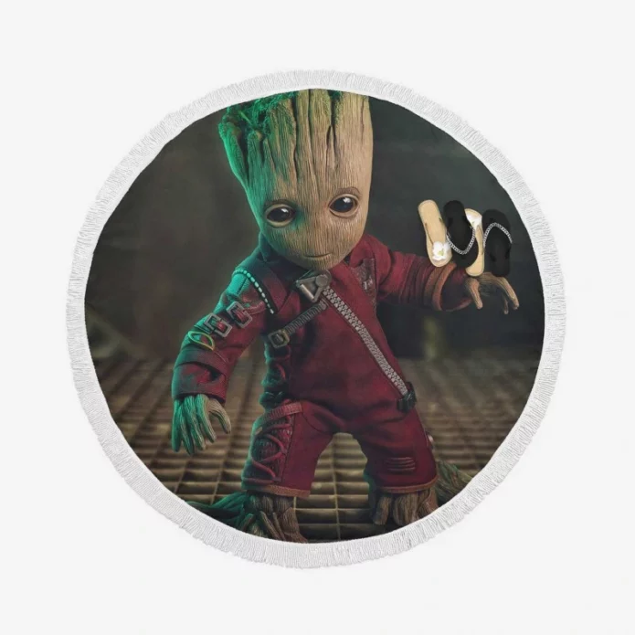 Baby Groot in Guardians of the Galaxy Vol 2 Movie Round Beach Towel
