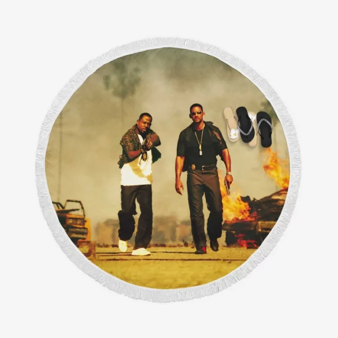 Bad Boys II Movie Will Smith Martin Lawrence Round Beach Towel