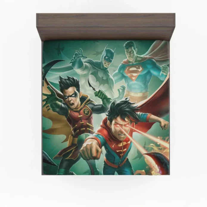 Batman and Superman Battle of the Super Sons Movie Fitted Sheet