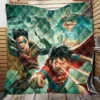 Batman and Superman Battle of the Super Sons Movie Quilt Blanket