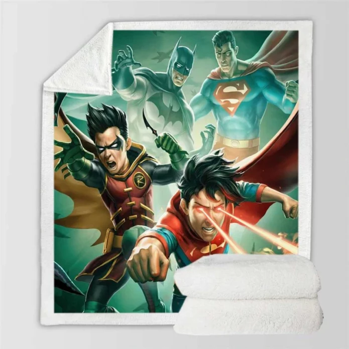 Batman and Superman Battle of the Super Sons Movie Sherpa Fleece Blanket