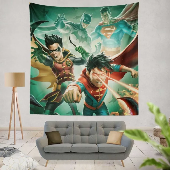 Batman and Superman Battle of the Super Sons Movie Wall Hanging Tapestry