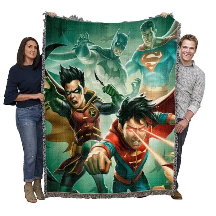 Batman and Superman Battle of the Super Sons Movie Woven Blanket