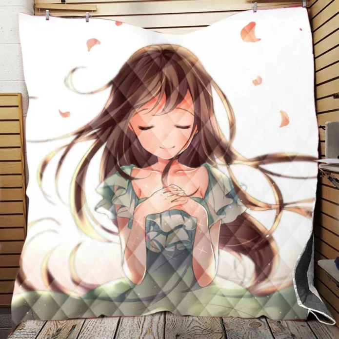 Beautiful Japanese Anime Girl Queen King Quilt Blanket