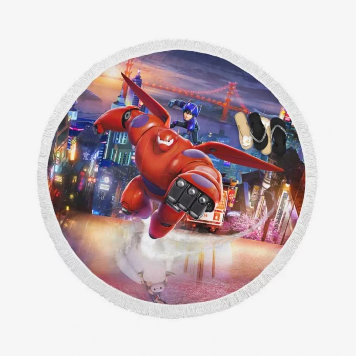 Big Hero 6 Movie Baymax Hiro Hamada Round Beach Towel