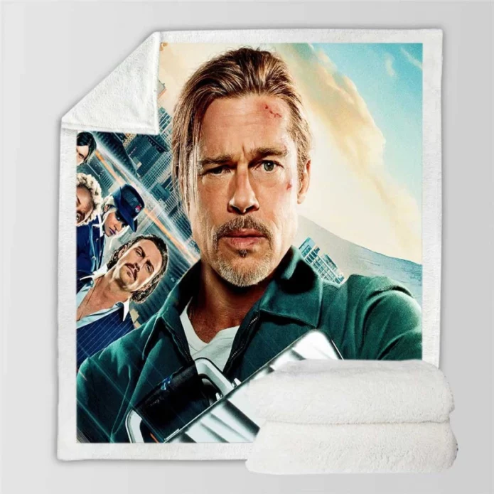 Brad Pitt in Bullet Train Movie Sherpa Fleece Blanket