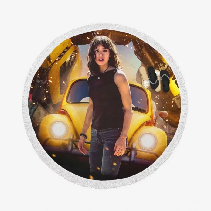 Bumblebee Transformers Movie Hailee Steinfeld Round Beach Towel