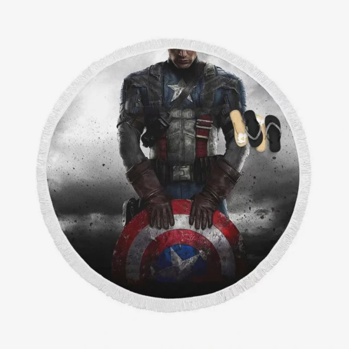 Captain America The First Avenger Film Steve Rogers Shield Round Beach Towel