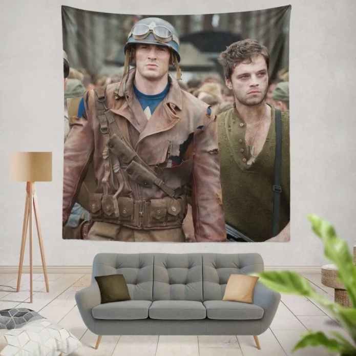 Captain America The First Avenger Movie Steve Rogers Bucky Barnes Wall Hanging Tapestry
