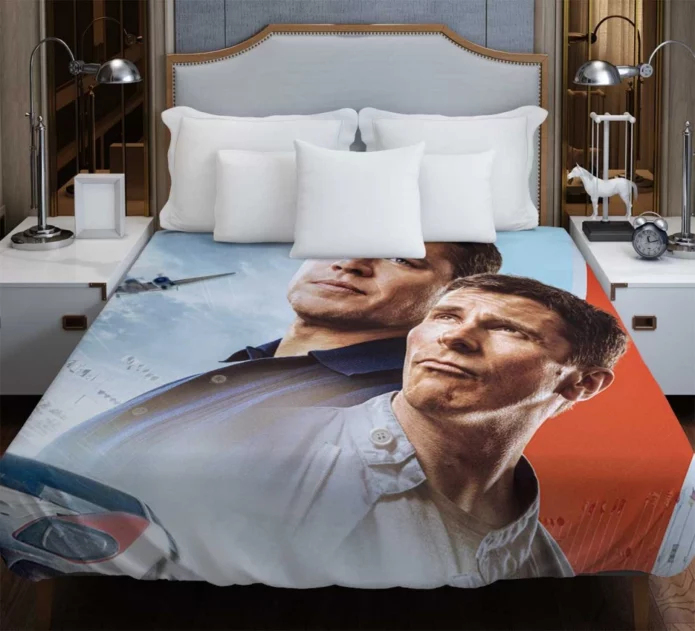 Christian Bale Matt Damon in Ford v Ferrari Film Duvet Cover