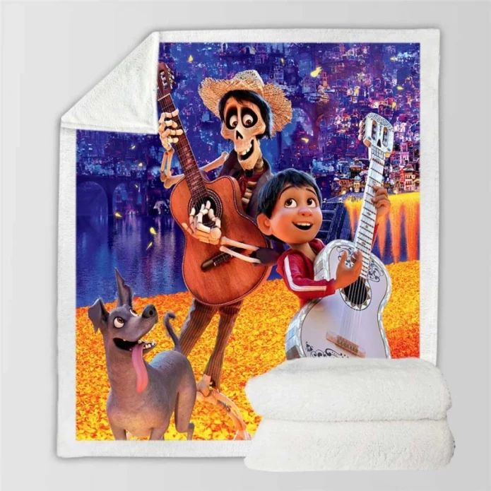 Coco Movie Dante Hector Miguel Rivera Sherpa Fleece Blanket