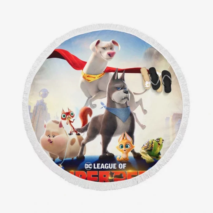 DC League of Super-Pets Movie Round Beach Towel