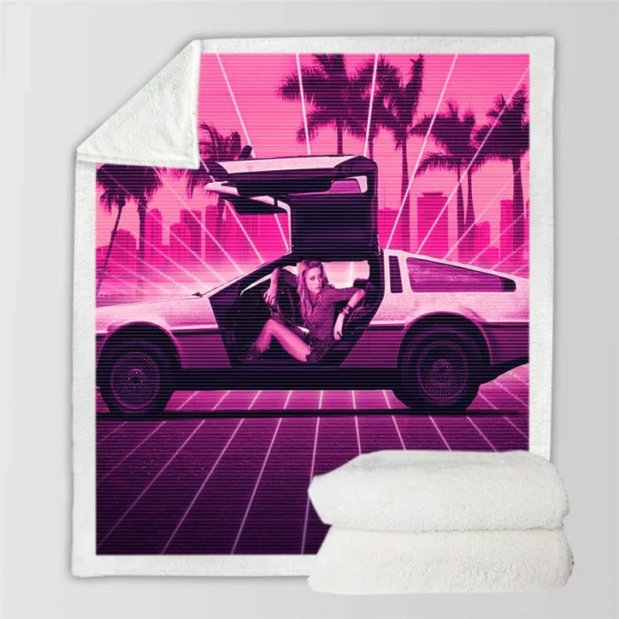 Drive Angry Movie Amber Heard DeLorean Car Sherpa Fleece Blanket