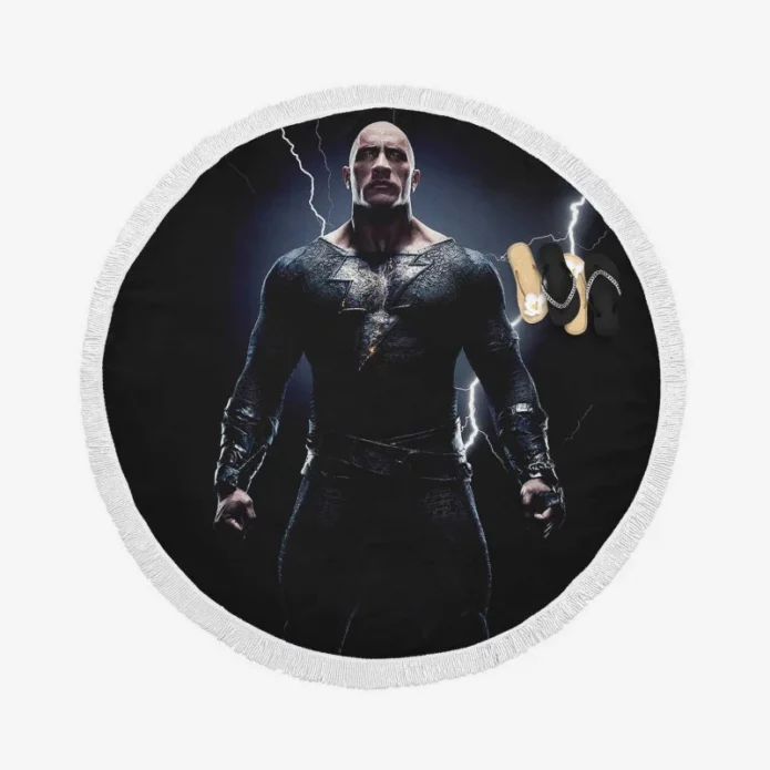 Dwayne Johnson in Black Adam DC Movie Round Beach Towel