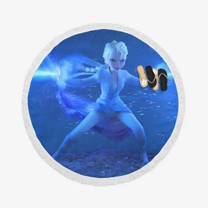 Elsa in Disney Frozen 2 Kids Movie Round Beach Towel