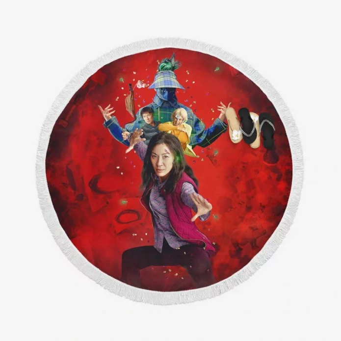 Everything Everywhere All at Once Movie Michelle Yeoh Round Beach Towel